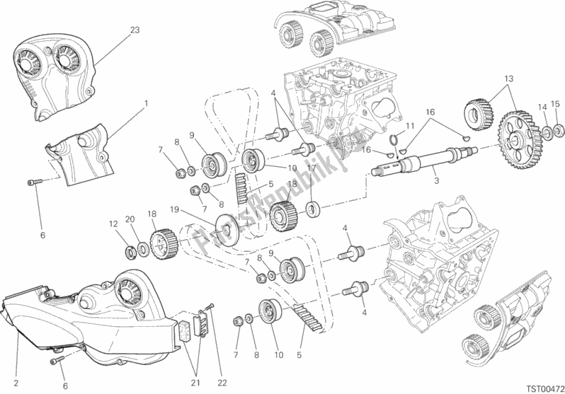 All parts for the Timing Belt of the Ducati Multistrada 1200 ABS Brasil 2015